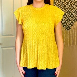 Mustard Blouse with Soft Pleats